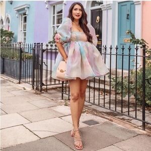 NWT Selkie The Rainbow Puff Mini Dress